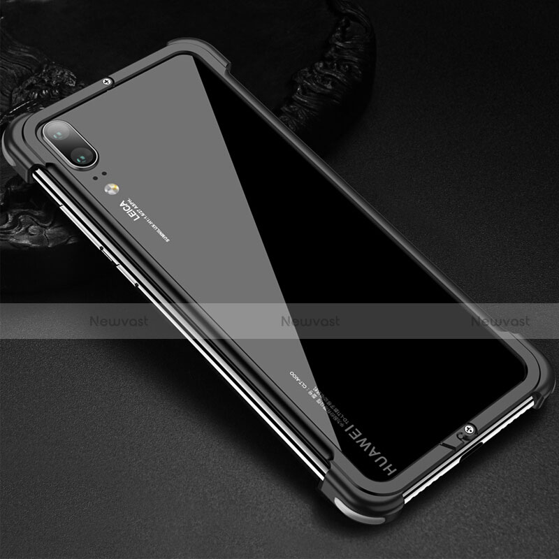 Luxury Aluminum Metal Frame Cover Case for Huawei P20 Black