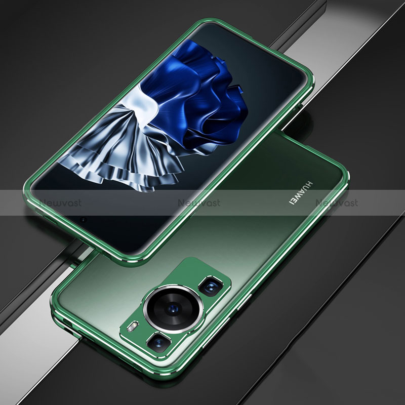 Luxury Aluminum Metal Frame Cover Case for Huawei P60 Pro Green