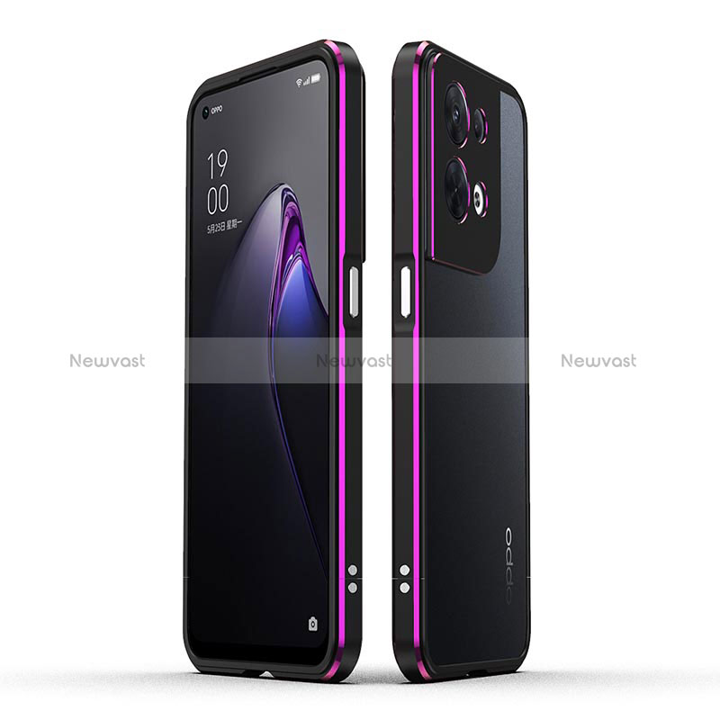 Luxury Aluminum Metal Frame Cover Case for Oppo Reno8 5G Purple