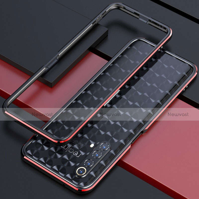 Luxury Aluminum Metal Frame Cover Case for Realme X50 5G Red and Black