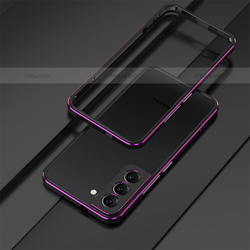 Luxury Aluminum Metal Frame Cover Case for Samsung Galaxy S22 5G Purple
