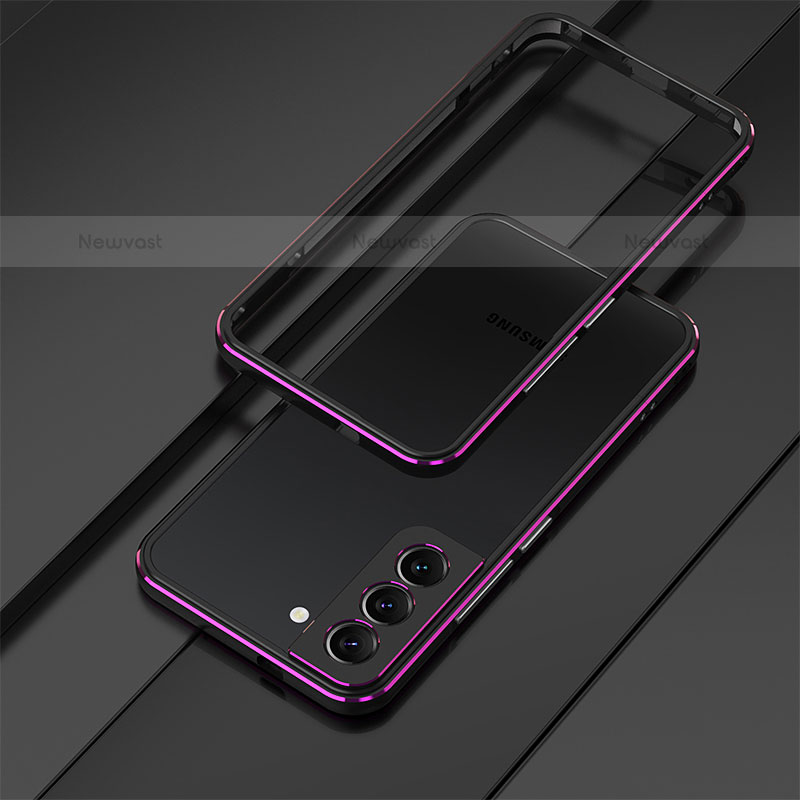 Luxury Aluminum Metal Frame Cover Case for Samsung Galaxy S22 Plus 5G Purple