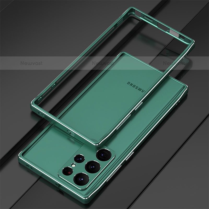 Luxury Aluminum Metal Frame Cover Case for Samsung Galaxy S22 Ultra 5G Green