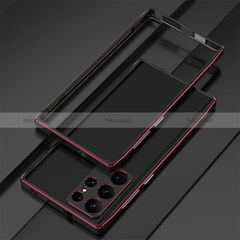 Luxury Aluminum Metal Frame Cover Case for Samsung Galaxy S24 Ultra 5G Red and Black