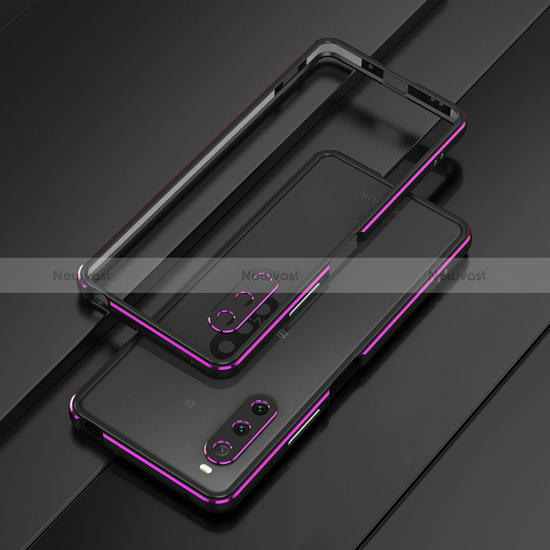 Luxury Aluminum Metal Frame Cover Case for Sony Xperia 10 V Purple