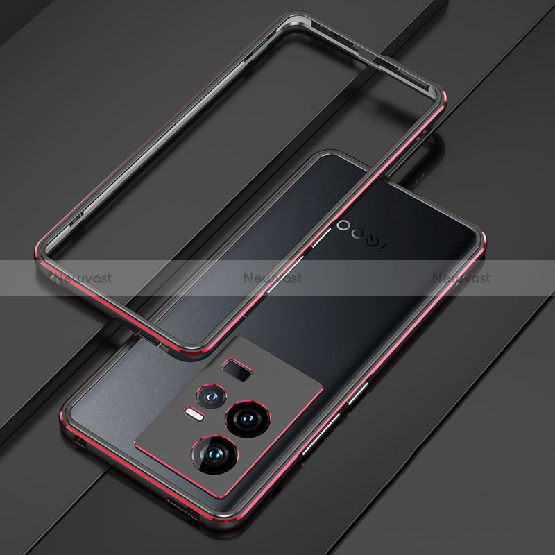 Luxury Aluminum Metal Frame Cover Case for Vivo iQOO 11 Pro 5G Red and Black