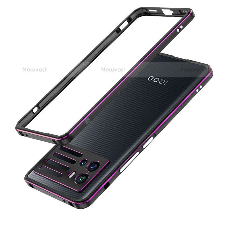 Luxury Aluminum Metal Frame Cover Case for Vivo iQOO 9 5G Purple