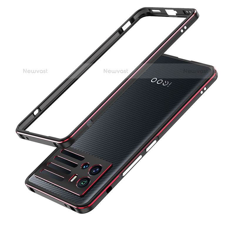 Luxury Aluminum Metal Frame Cover Case for Vivo iQOO 9 Pro 5G Red and Black