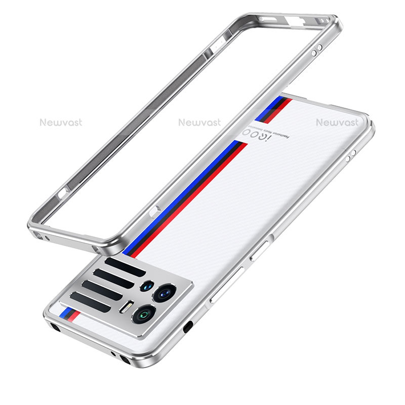 Luxury Aluminum Metal Frame Cover Case for Vivo iQOO 9 Pro 5G Silver