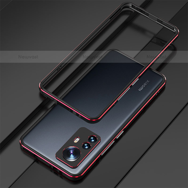 Luxury Aluminum Metal Frame Cover Case for Xiaomi Mi 12S 5G Red and Black