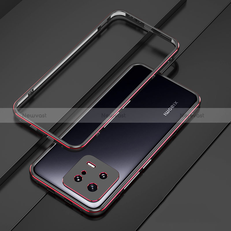 Luxury Aluminum Metal Frame Cover Case for Xiaomi Mi 13 5G Red and Black