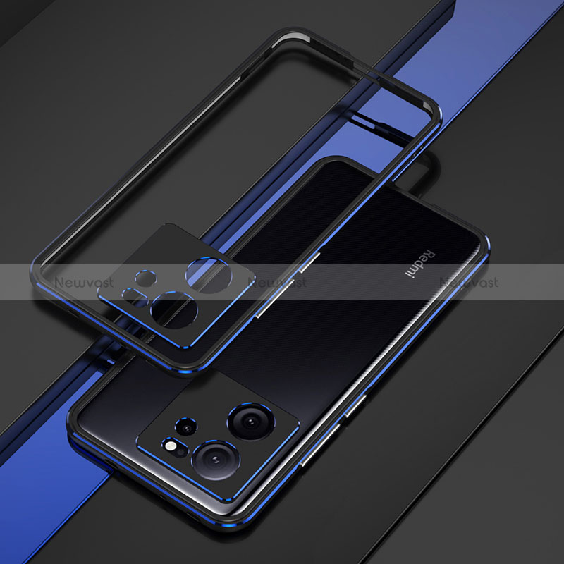 Luxury Aluminum Metal Frame Cover Case for Xiaomi Mi 13T 5G Blue and Black