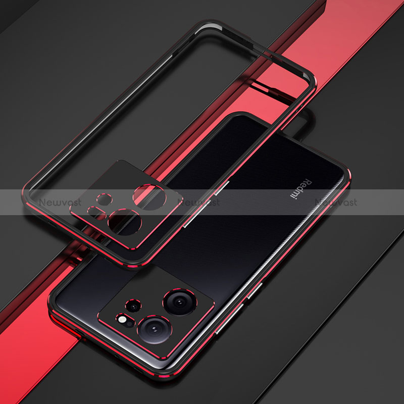 Luxury Aluminum Metal Frame Cover Case for Xiaomi Mi 13T Pro 5G Red and Black