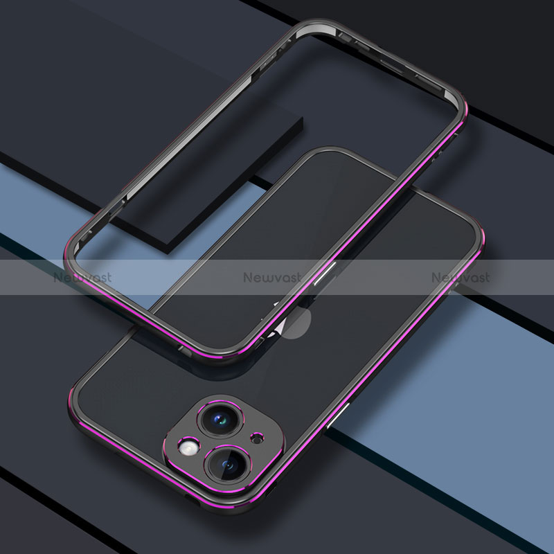 Luxury Aluminum Metal Frame Cover Case JZ1 for Apple iPhone 13 Purple