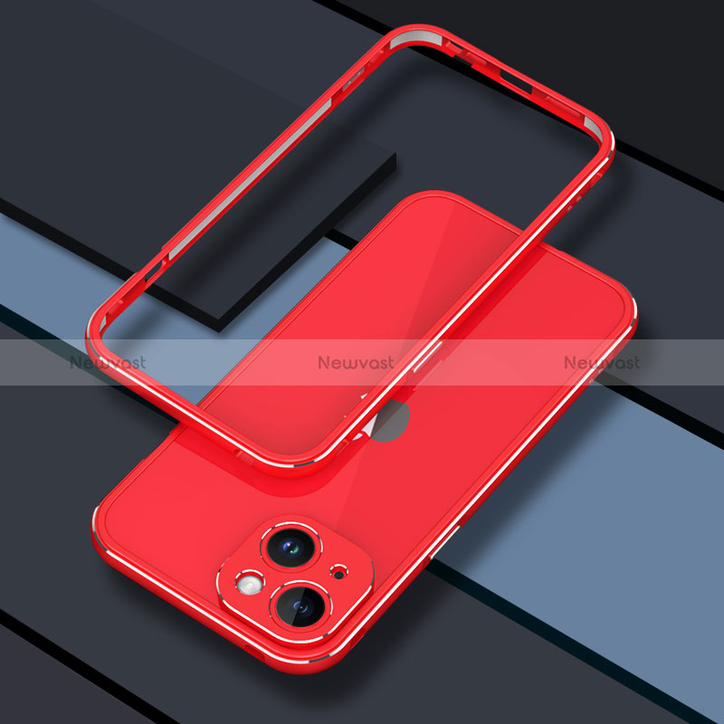 Luxury Aluminum Metal Frame Cover Case JZ1 for Apple iPhone 13 Red
