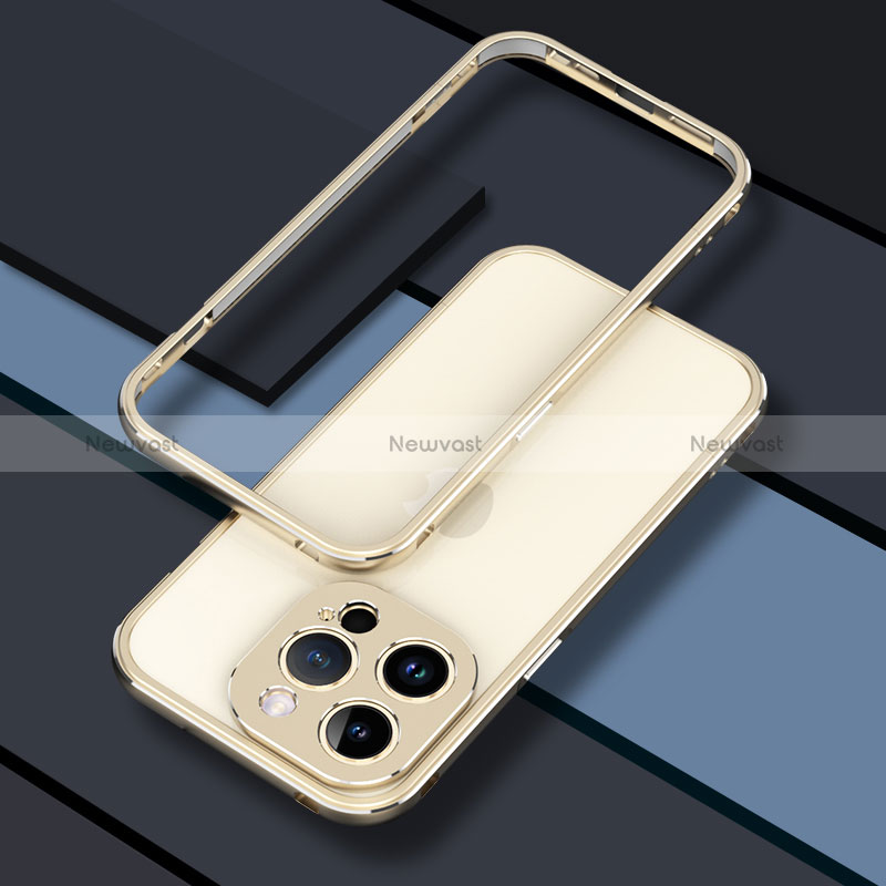 Luxury Aluminum Metal Frame Cover Case JZ1 for Apple iPhone 14 Pro Gold