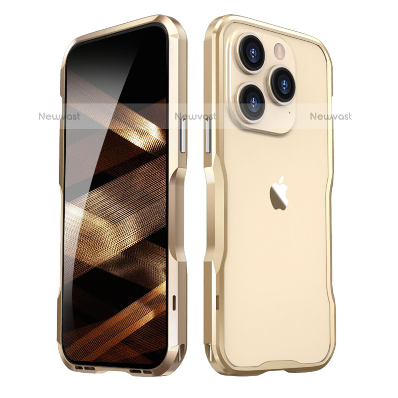 Luxury Aluminum Metal Frame Cover Case LF2 for Apple iPhone 14 Pro Gold