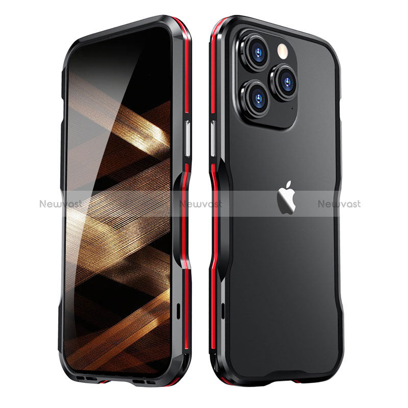 Luxury Aluminum Metal Frame Cover Case LF2 for Apple iPhone 14 Pro Max Red and Black