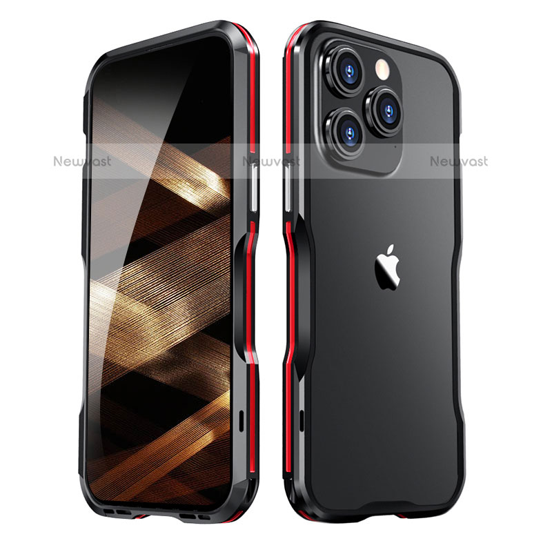 Luxury Aluminum Metal Frame Cover Case LF2 for Apple iPhone 14 Pro Red and Black