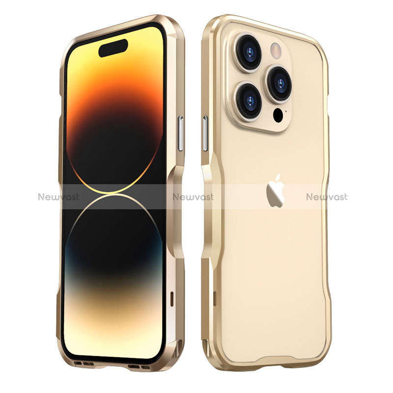 Luxury Aluminum Metal Frame Cover Case LF3 for Apple iPhone 14 Pro Max Gold
