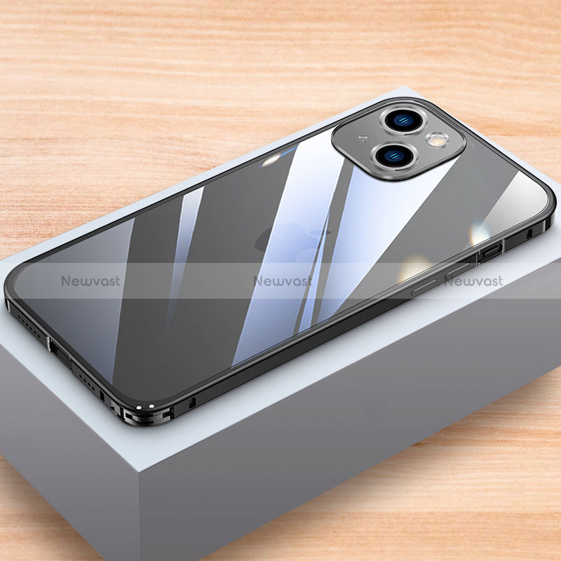 Luxury Aluminum Metal Frame Cover Case LK1 for Apple iPhone 14 Black