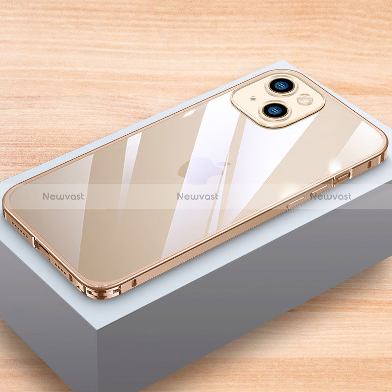 Luxury Aluminum Metal Frame Cover Case LK1 for Apple iPhone 14 Plus Gold