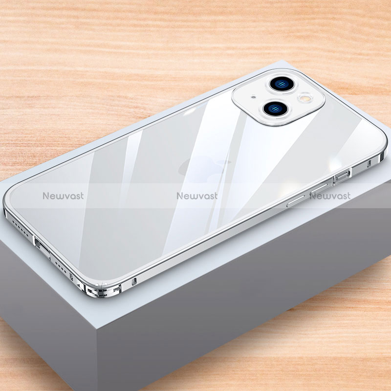 Luxury Aluminum Metal Frame Cover Case LK1 for Apple iPhone 14 Silver