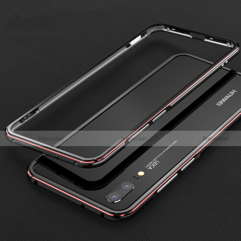 Luxury Aluminum Metal Frame Cover Case M01 for Huawei P20 Red and Black