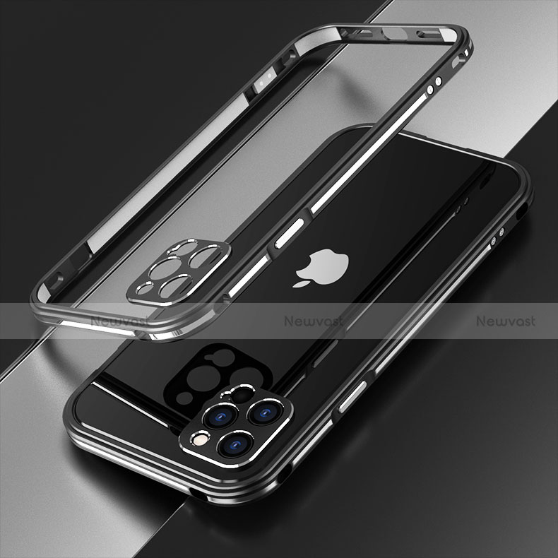Luxury Aluminum Metal Frame Cover Case N01 for Apple iPhone 12 Pro Max Silver and Black