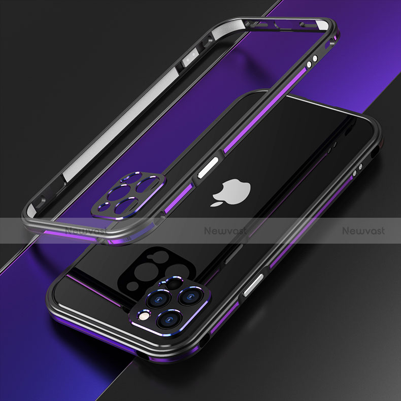 Luxury Aluminum Metal Frame Cover Case N01 for Apple iPhone 12 Pro Purple