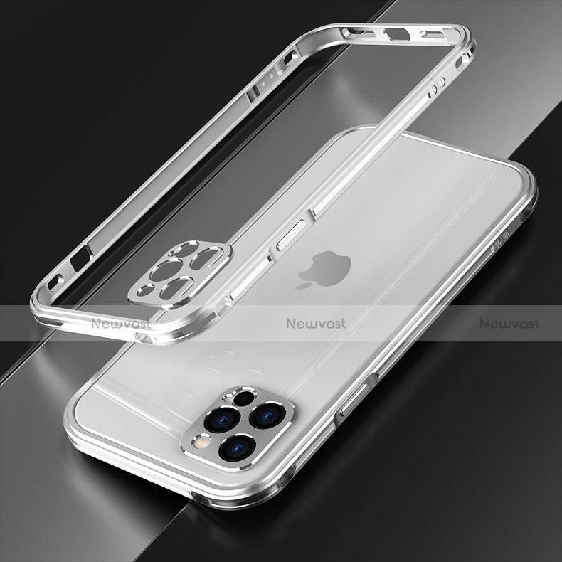 Luxury Aluminum Metal Frame Cover Case N01 for Apple iPhone 12 Pro Silver