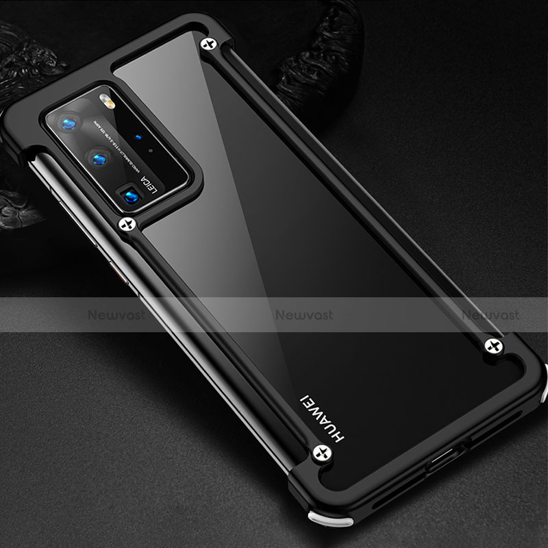 Luxury Aluminum Metal Frame Cover Case N01 for Huawei P40 Pro Black