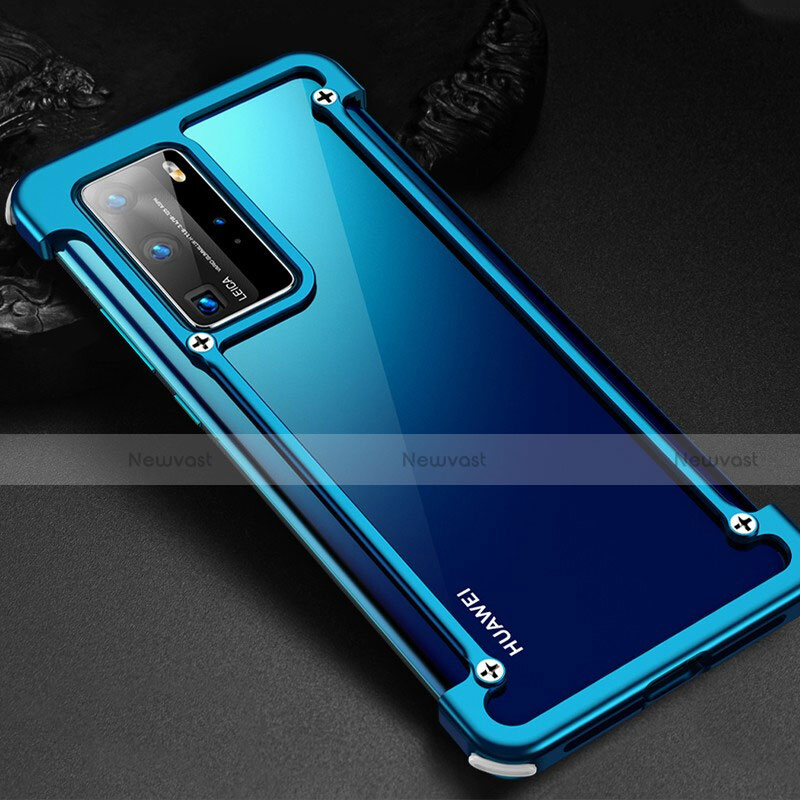 Luxury Aluminum Metal Frame Cover Case N01 for Huawei P40 Pro Blue