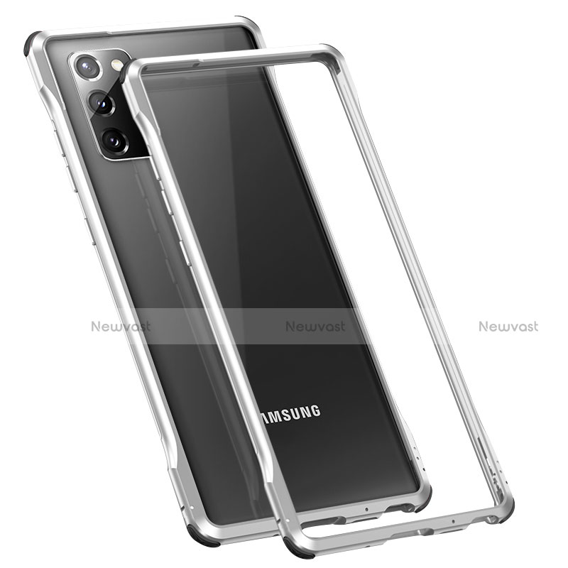 Luxury Aluminum Metal Frame Cover Case N01 for Samsung Galaxy Note 20 5G Silver