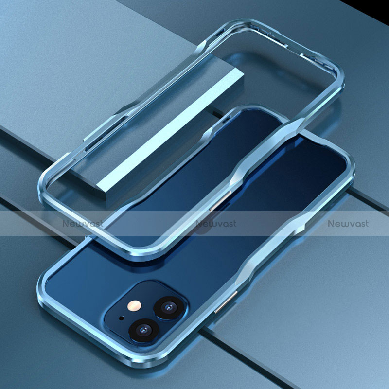 Luxury Aluminum Metal Frame Cover Case N02 for Apple iPhone 12 Mini Blue
