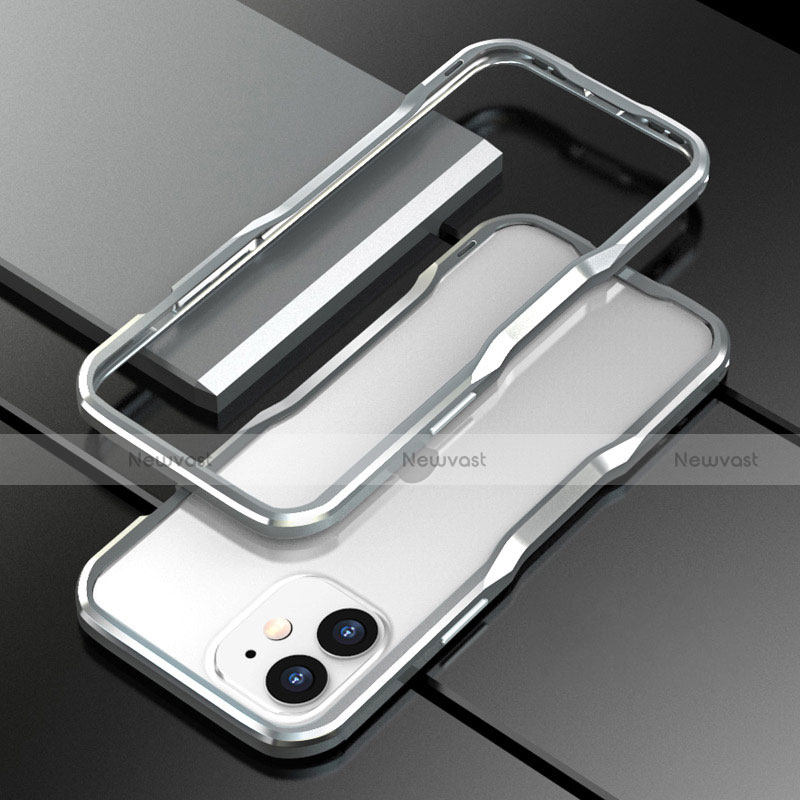 Luxury Aluminum Metal Frame Cover Case N02 for Apple iPhone 12 Mini Silver