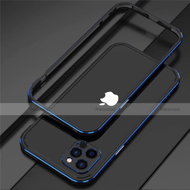 Luxury Aluminum Metal Frame Cover Case N02 for Apple iPhone 12 Pro Blue and Black