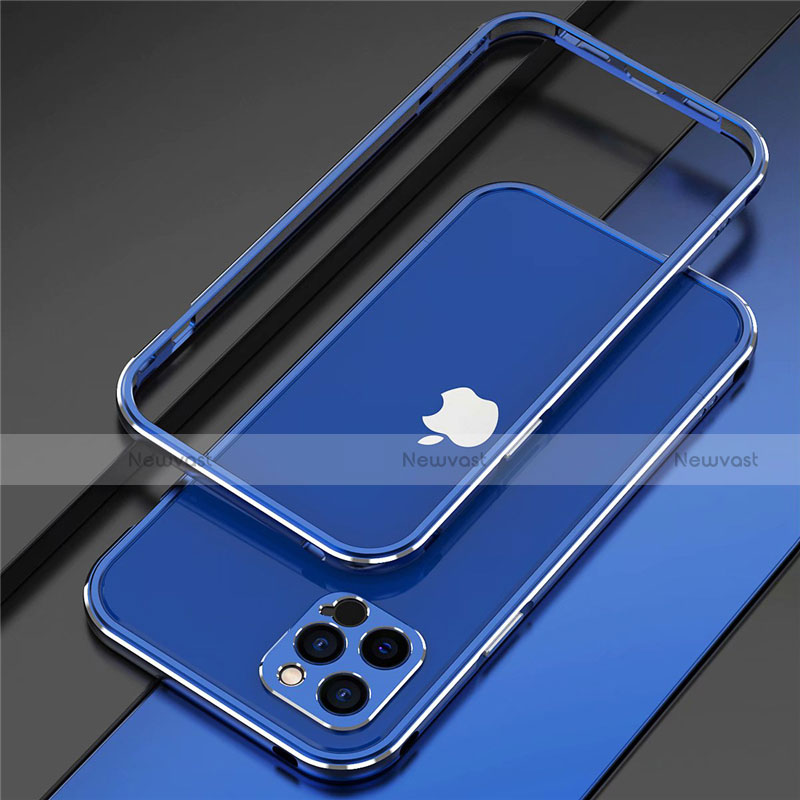 Luxury Aluminum Metal Frame Cover Case N02 for Apple iPhone 12 Pro Max Blue