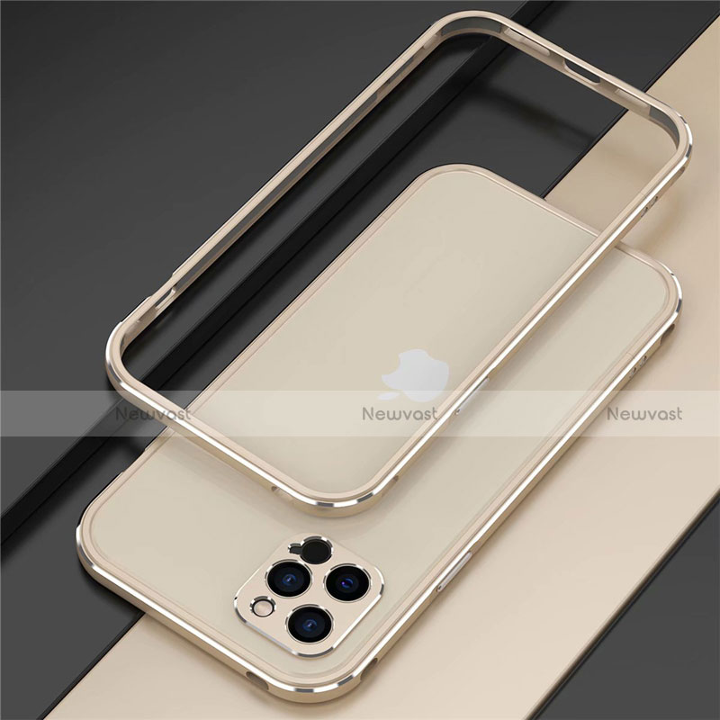 Luxury Aluminum Metal Frame Cover Case N02 for Apple iPhone 12 Pro Max Gold