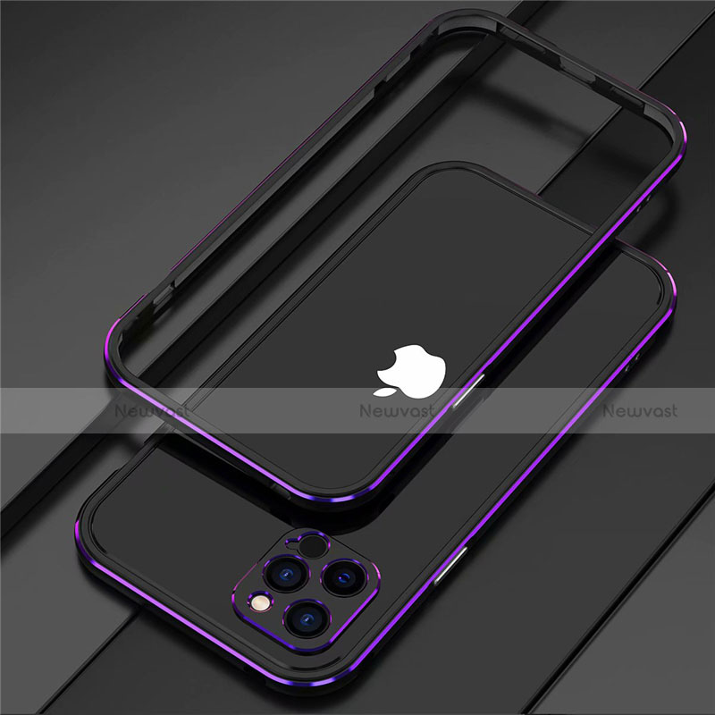 Luxury Aluminum Metal Frame Cover Case N02 for Apple iPhone 12 Pro Max Purple