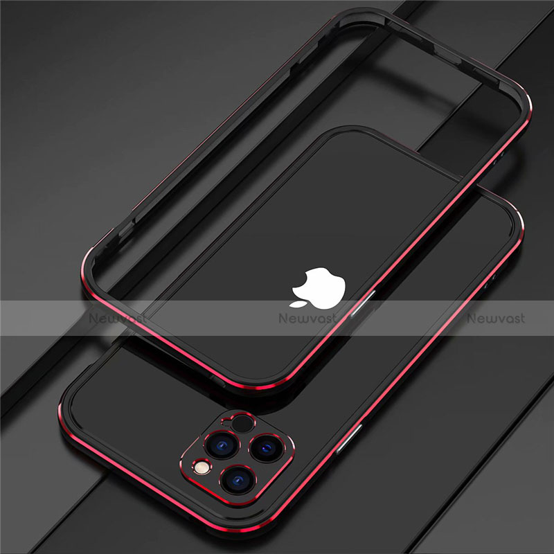 Luxury Aluminum Metal Frame Cover Case N02 for Apple iPhone 12 Pro Max Red and Black