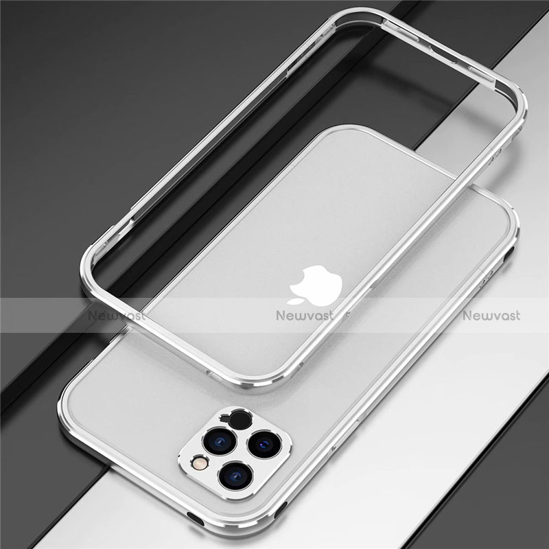 Luxury Aluminum Metal Frame Cover Case N02 for Apple iPhone 12 Pro Max Silver