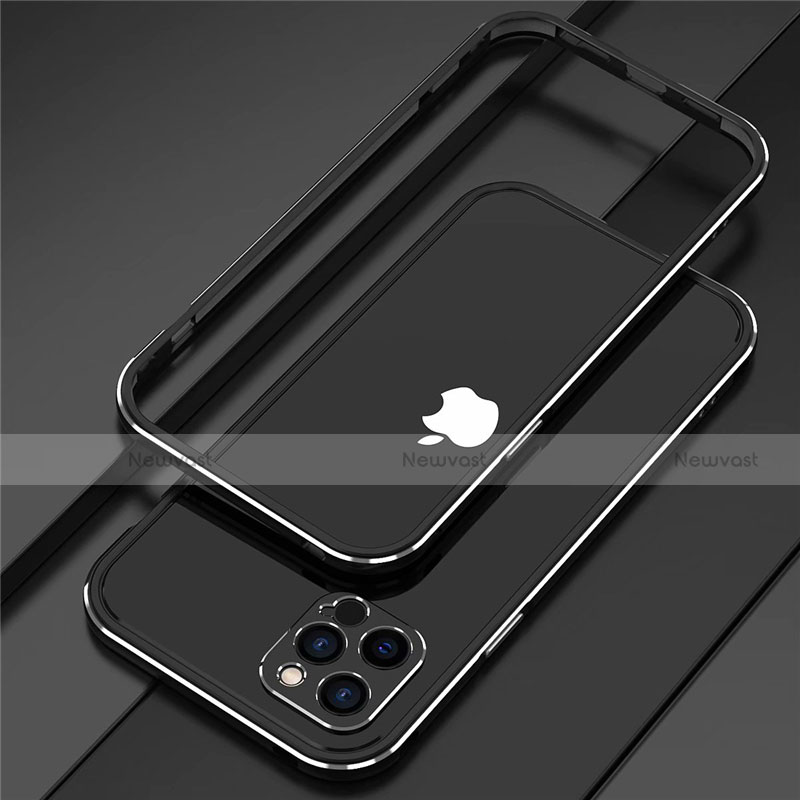 Luxury Aluminum Metal Frame Cover Case N02 for Apple iPhone 12 Pro Silver and Black