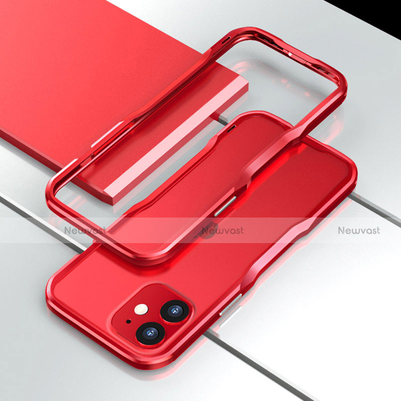 Luxury Aluminum Metal Frame Cover Case N02 for Apple iPhone 12 Red