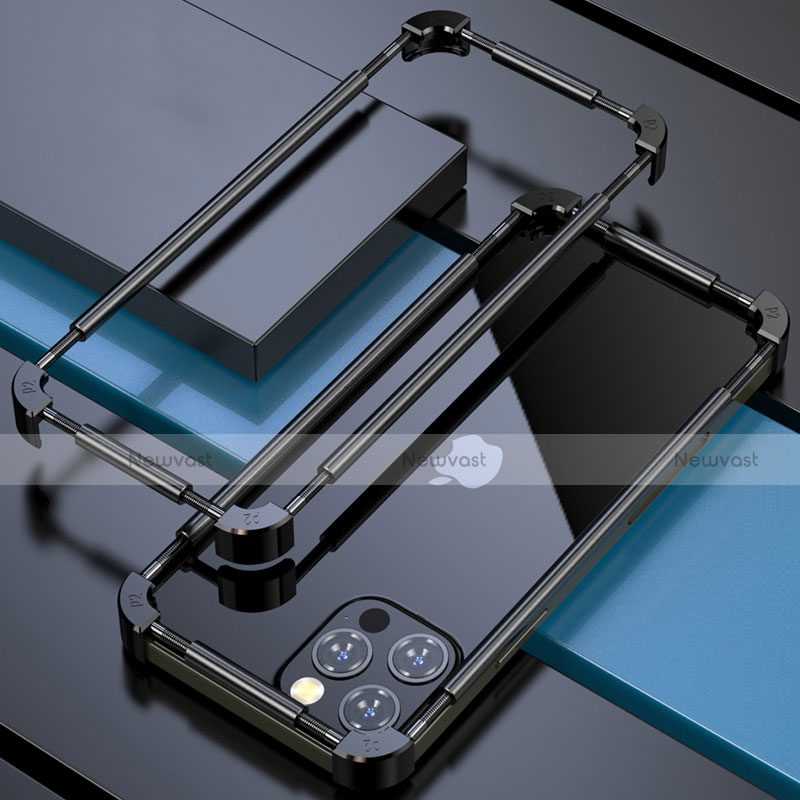 Luxury Aluminum Metal Frame Cover Case N03 for Apple iPhone 12 Pro Black