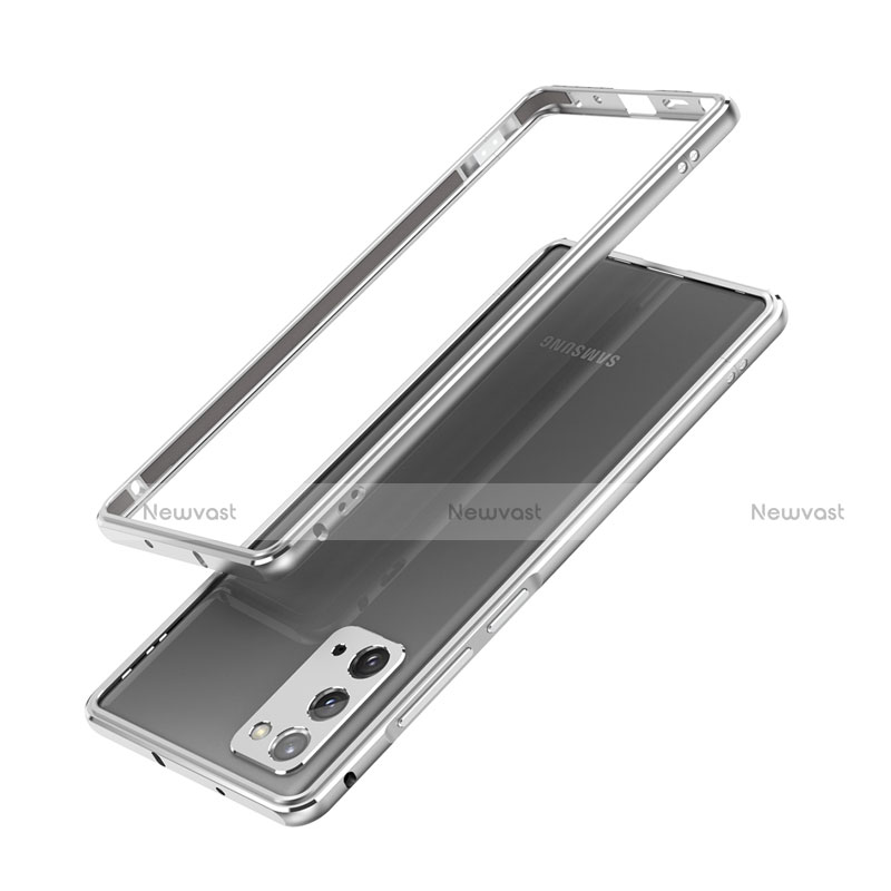 Luxury Aluminum Metal Frame Cover Case N03 for Samsung Galaxy Note 20 5G Silver