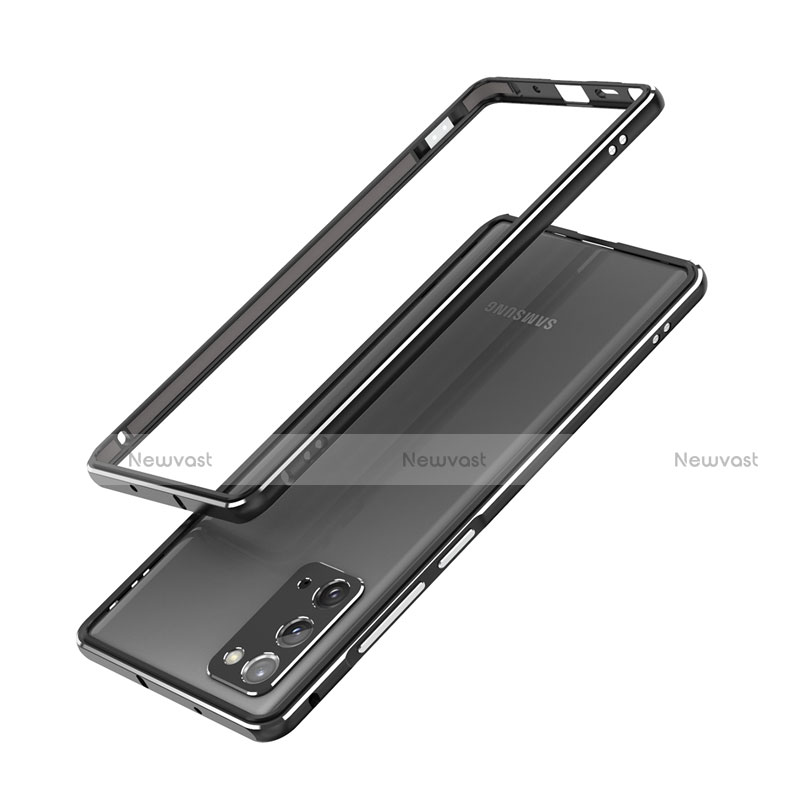 Luxury Aluminum Metal Frame Cover Case N03 for Samsung Galaxy Note 20 5G Silver and Black