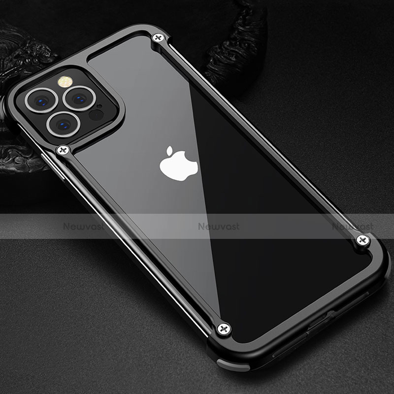 Luxury Aluminum Metal Frame Cover Case N04 for Apple iPhone 12 Pro Black