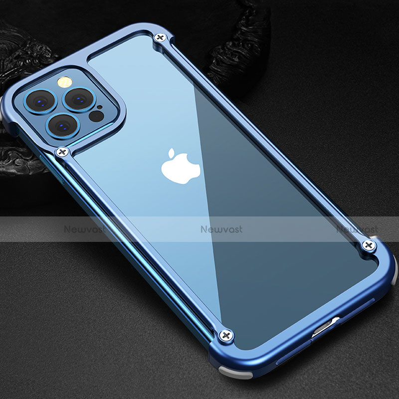 Luxury Aluminum Metal Frame Cover Case N04 for Apple iPhone 12 Pro Blue