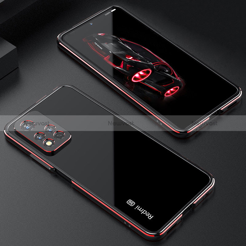 Luxury Aluminum Metal Frame Cover Case S01 for Xiaomi Redmi Note 11 Pro+ Plus 5G Red and Black